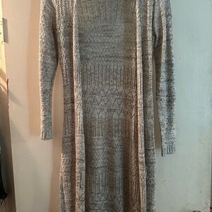 Always Light Gray Textured Knit Maxi Cardigan Dress